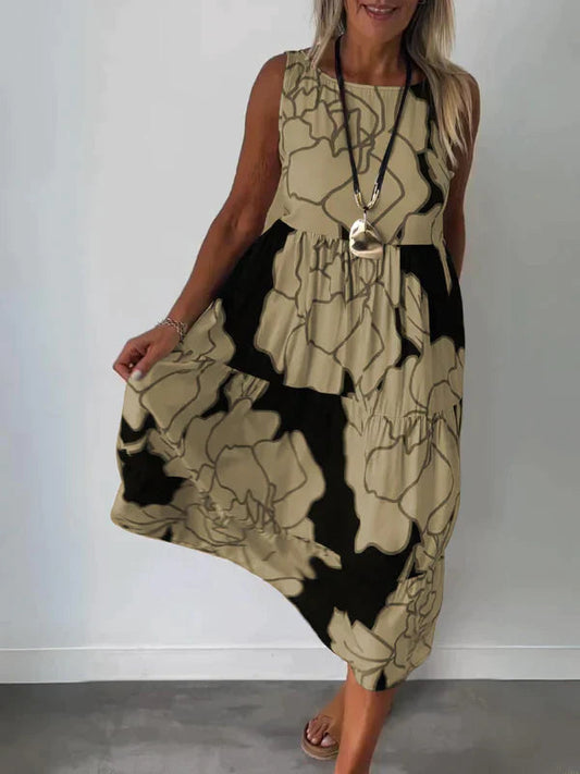 Kathleen - Ærmeløs kjole med print