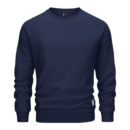 Crewneck-sweatshirts til mænd Vaffelstrikkede skjorter Langærmet